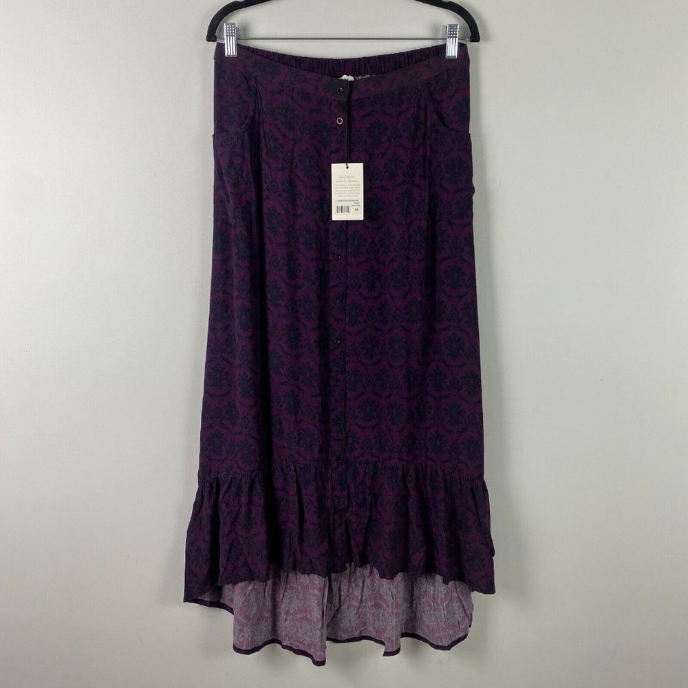 Kerrits EQL Button Front Maxi Skirt Size M Purple Floral Horse Print Pockets
